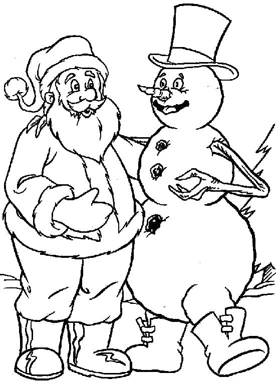 coloriage le pere noel et le bonhomme de neige